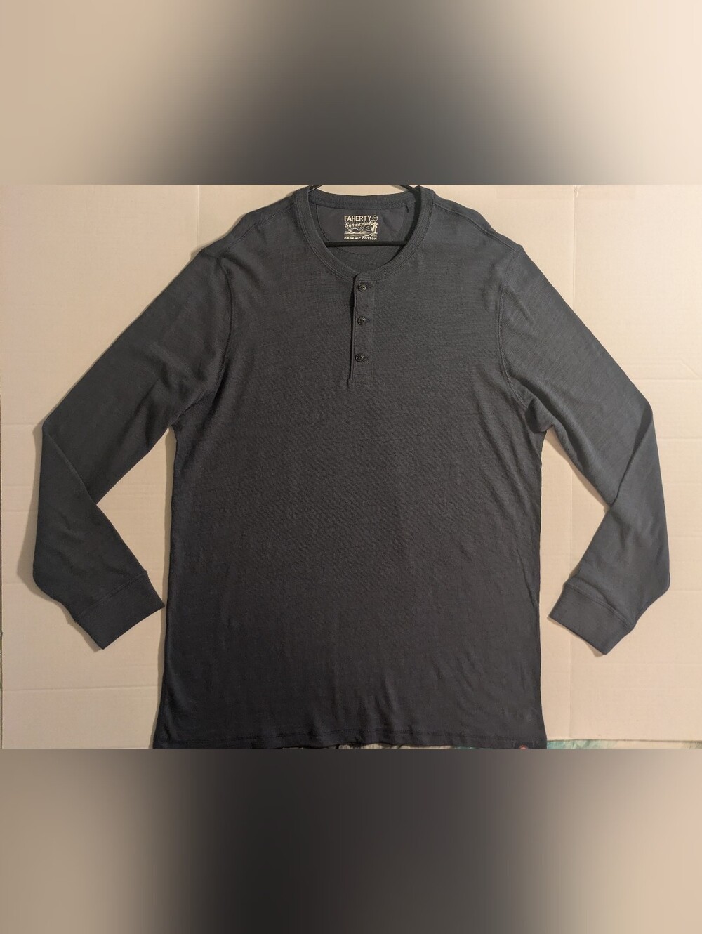 Faherty Dark Grey Long-Sleeve Henley Shirt- XXLT (NWOT)